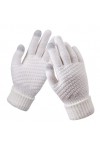 CCTUNG Gants en coton, gants dhiver pour écran femmes, hommes et femmes, moufles tricotées extensibles et chaudes, imitation