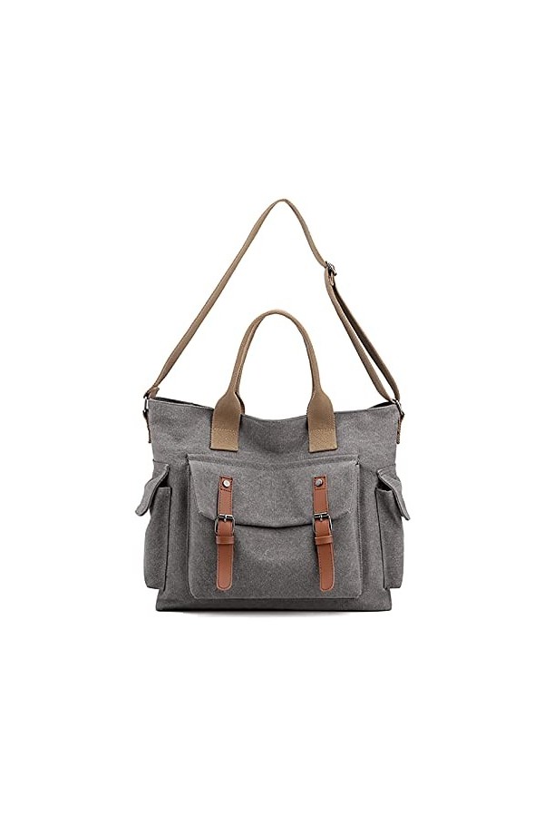 FANDARE Rétro Sacoche Toile Sac a Main Femme Sacs Cabas Portés Epaule Sac Dépaule pour 10.5 Pouces Tablette Achats Fête Écol