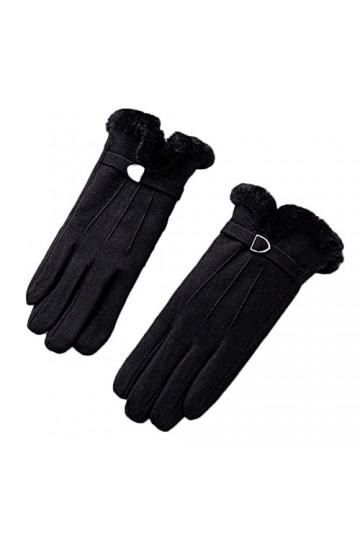Gants dhiver en tricot pour femme, gants pour écran tactile, en daim noir, chaud, doux, coupe-vent, élégants, moufles thermi