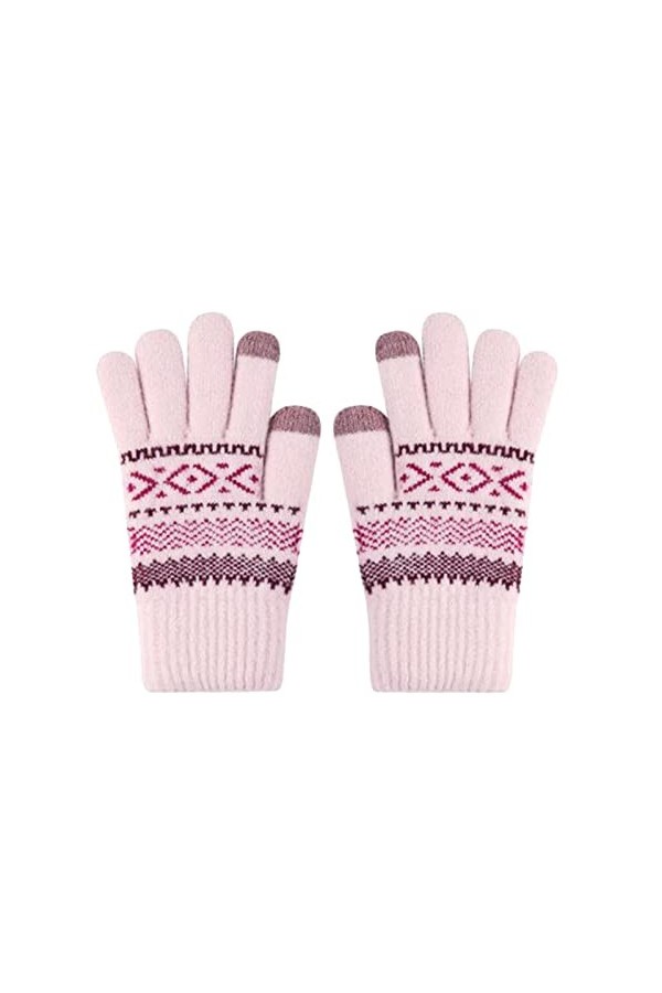 Gants en tricot femmes Gants décran sans doigts Fleur de neige Gants dhiver chauds en tricot Gants dhiver Femmes Color : 