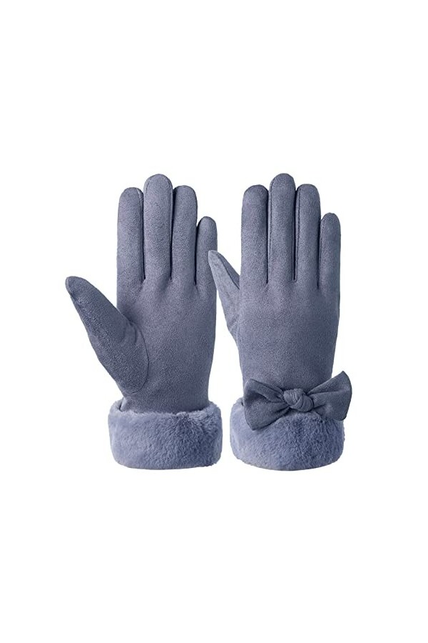 PAREKS Gants en cuir for femmes temps froid dames mode gants chauds conduite en plein air arc mignon plus gants dhiver Colo