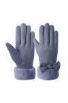 PAREKS Gants en cuir for femmes temps froid dames mode gants chauds conduite en plein air arc mignon plus gants dhiver Colo