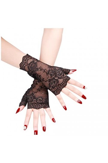 Roytil Femmes Gants Courts en Dentelle Demi Doigt Trou Masquage Gants De Bal 1PC Gants Mitaines Hommes Hiver Chaud Color : B