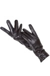Gants plissés à trois boutons en cuir pour femme, gants dhiver chauds, gants simples pour femme