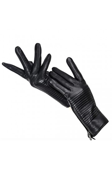 Gants tendance de haute qualité, gants en cuir noir, gants dhiver chauds pour femmes