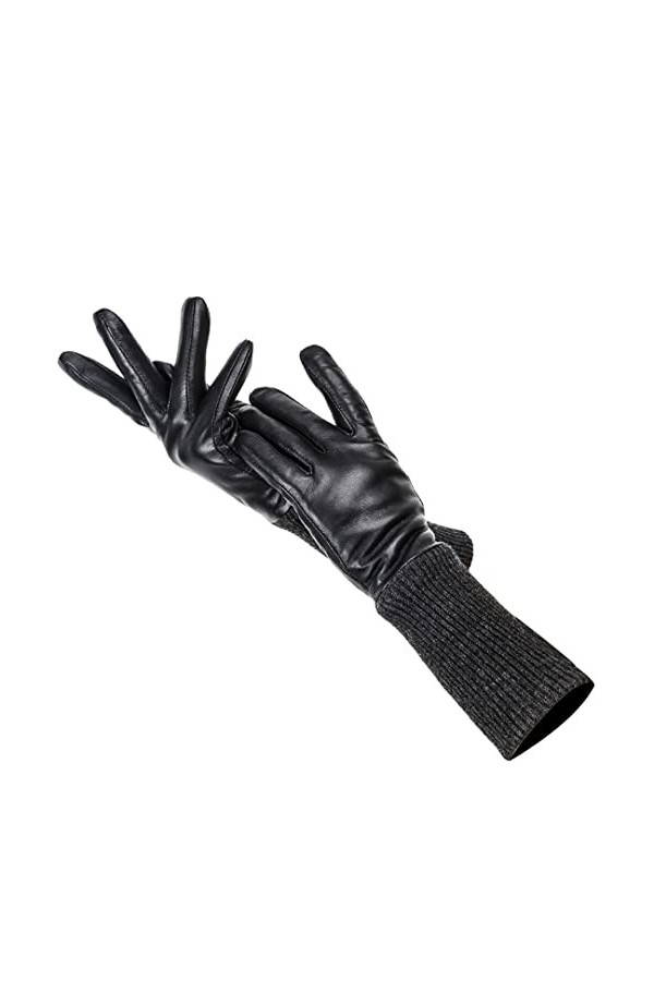 Gants longs noirs tendance pour femmes, en cuir pour garder au chaud, gants en cuir de qualité supérieure pour femmes