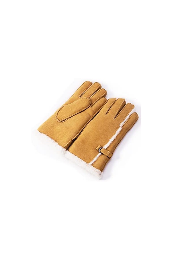 YISEVEN Femme Hiver Nouveau Gants en Cuir Peau de Mouton Chaude Épais Doublure Fourrure en Laine Mérino Agneau Thermique avec