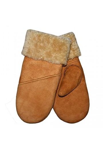 SamWo Chauffe-reins, gants/moufles pour femme, 100% laine dagneau, Taille : M, clair/naturel