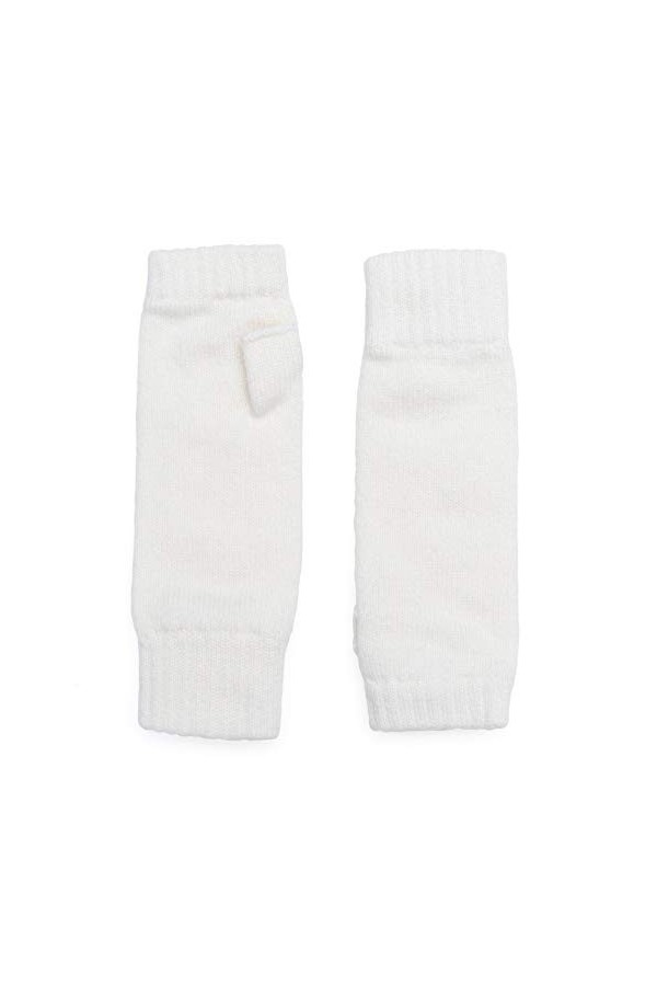 The Cocoonalist Mitaines Gants Moufles Sans Doigts en Cachemire - Fabriqué en Europe Ecosse Blanc