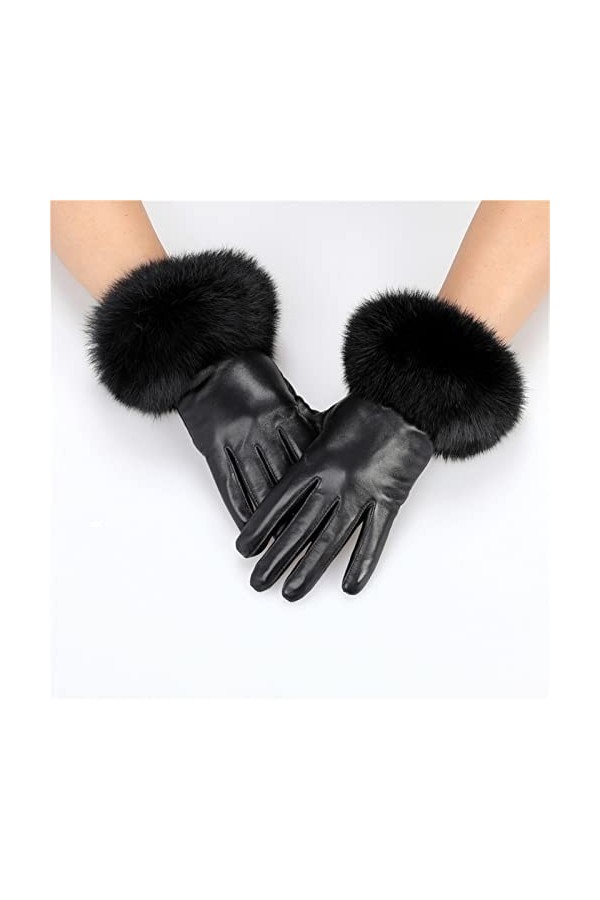 SYT-MD Gants, Gants en Cuir for Femmes Mitaines de Brassard Peluche Color : Black, Gloves Size : S 
