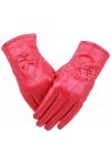 GHCXY Moufles unisexes en cuir pour femme Plus Gants en velours simples et chauds Motif papillons Rouge Taille M