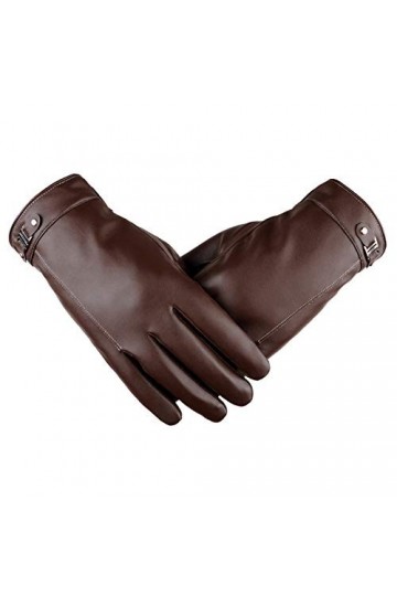 FUFU Moufles Gants en Cuir véritables à écran Tactile, Gants dentraînement Chaud Chaud avec Doublure en Cachemire Douce Col