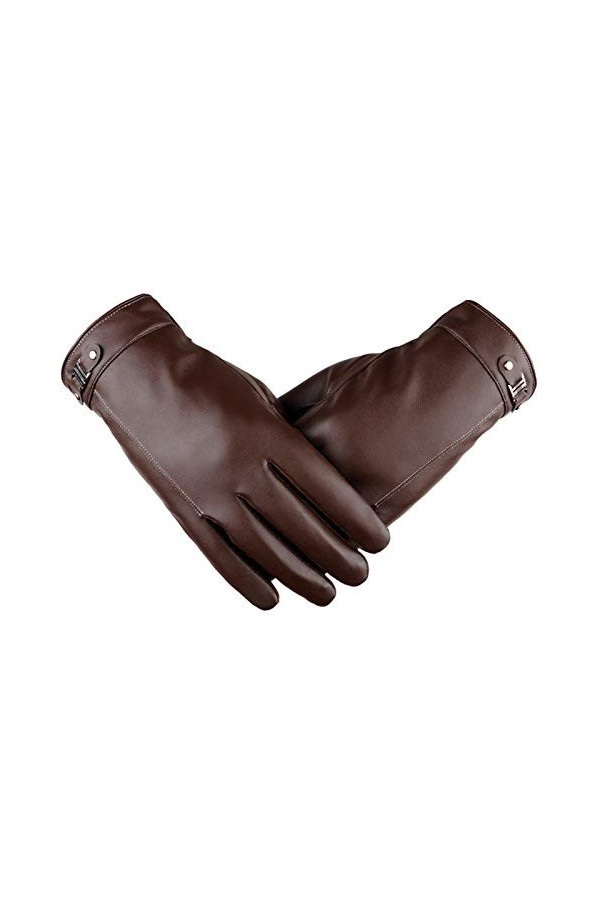 FUFU Moufles Gants en Cuir véritables à écran Tactile, Gants dentraînement Chaud Chaud avec Doublure en Cachemire Douce Col