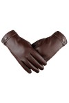 FUFU Moufles Gants en Cuir véritables à écran Tactile, Gants dentraînement Chaud Chaud avec Doublure en Cachemire Douce Col
