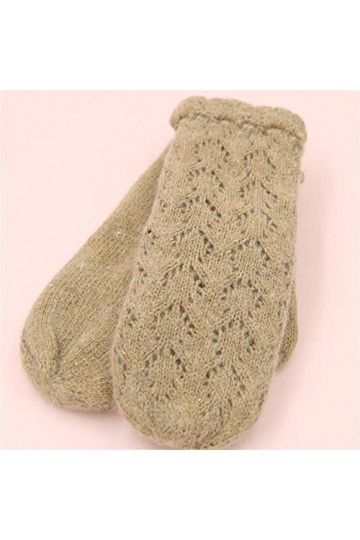 qidongshimaohuacegongqiyouxiangongsi Gants dhiver Gants Femme Automne et Hiver creux en tricot plus épais velours laine chau