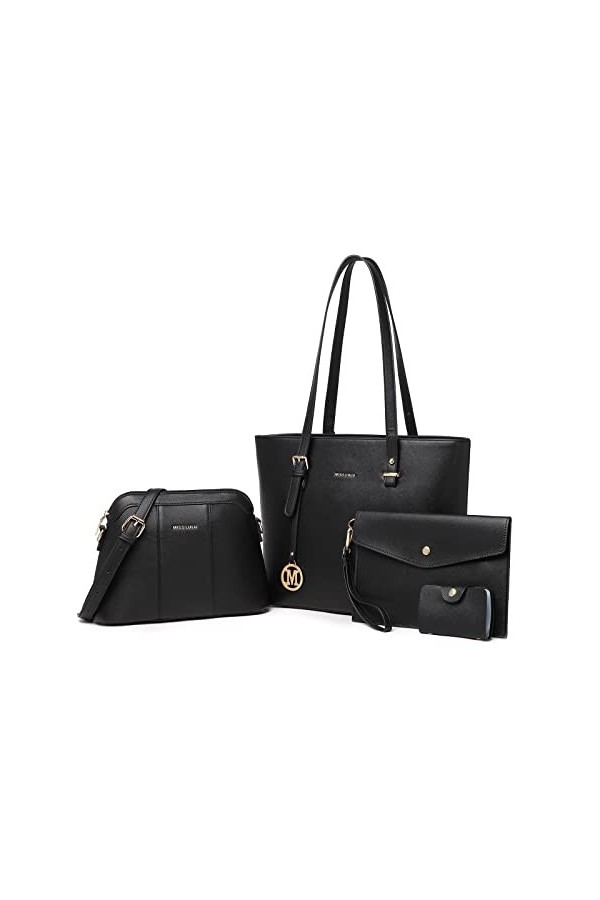 Miss Lulu Sacs à Main Grands Sacs Fourre-tout de Couleur Contrastée pour Femmes Ensemble de 3 Sacs à Bandoulière à Pampilles 