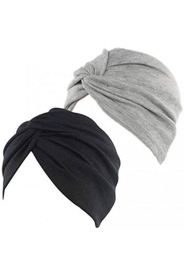 2pcs Bonnet Turban Femme Front Croisé Coton Stretch Bonnet de Nuit Chapeaux Bandeau Foulard Mode Musulmanes pour Perte de Che