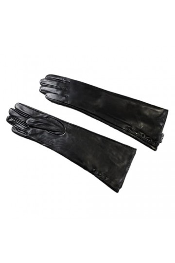 HEAITHpool 37cm Gants Longs Femmes Couleur Cuir Style Simple Doublure Polaire Automne Et Hiver Gants Chauds Doigts, Bouton no