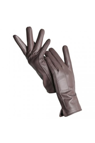 HEAITHpool Gants Femme Hiver Chaud Plus Polaire Court Mince Tactile Couleur Conduite Gants Cuir Femme, Kaki Touch, XXL