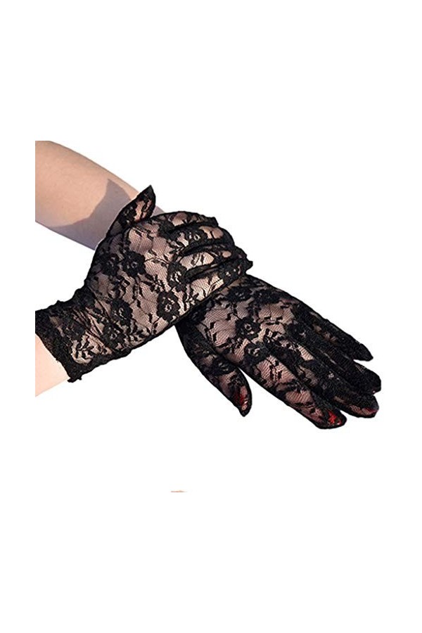 Outdoor -Proof Riding Screen Display Party Dentelle de ménage Gants Respirants Femmes Gants Mitten Color : Black, Size : One