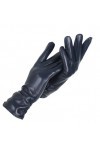 Gants en cuir dhiver, gants courts en cuir tendance, mitaines en cuir dhiver pour femme, bleu marine, 7.5