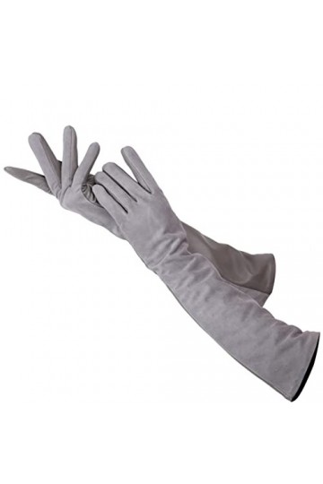 Gants pour femme en peau de mouton, gants longs dhiver chauds pour femme marron foncé 8,5