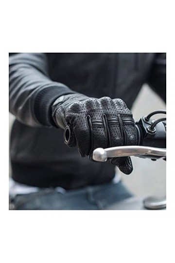 BJQZX Gants dhiver Gants de Moto en Cuir véritable Homme de Haute qualité chèvre VTT MX Gants de Motocross Racing Ecran Tact