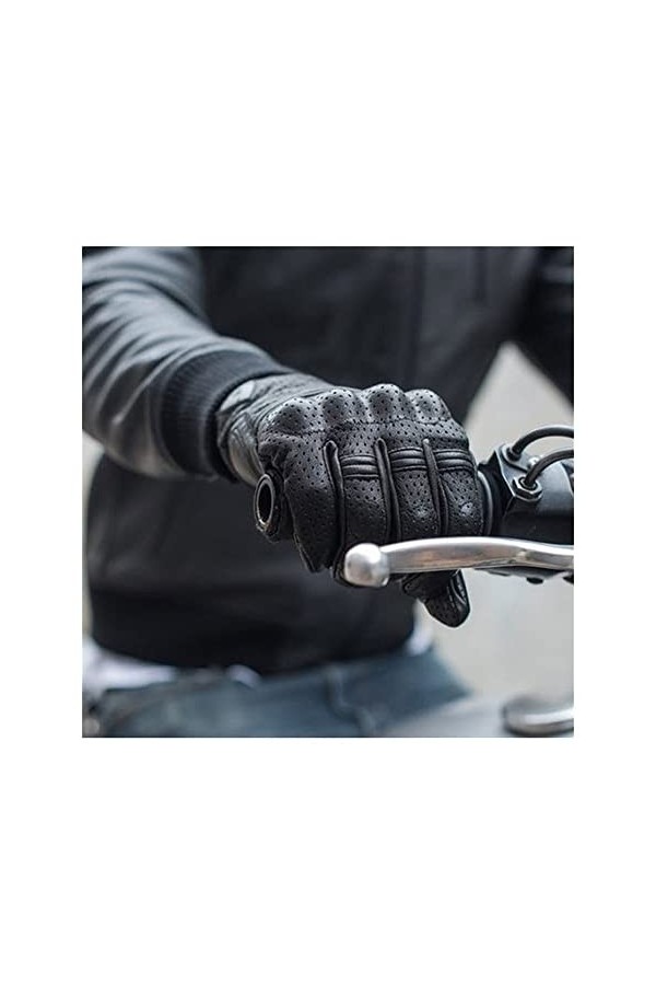 BJQZX Gants dhiver Gants de Moto en Cuir véritable Homme de Haute qualité chèvre VTT MX Gants de Motocross Racing Ecran Tact