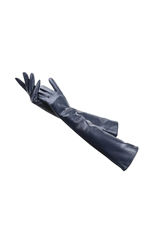Gants en cuir multicolores de 50 cm de long pour femme - Gants chauds en peau de mouton simples pour lautomne et lhiver - B