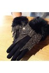 Gants Gloves Moufles Hiver Homme Femme Gants DÉcran Tactile pour Dames Gants De Luxe en Strass Bowknot Mitaines pour Femmes 