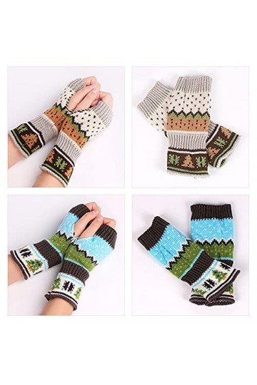 INGVY Gants dopéra mitaines tricotées demi-doigt couleur chaleur moufles mode pour femmes couleur : bleu 