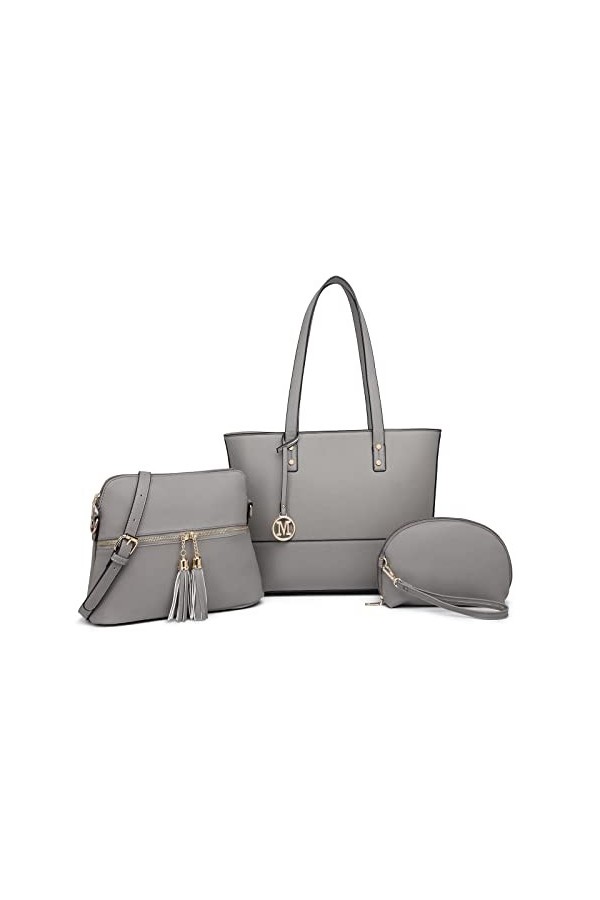 Miss Lulu Sacs à Main Grands Sacs Fourre-tout de Couleur Contrastée pour Femmes Ensemble de 3 Sacs à Bandoulière à Pampilles 