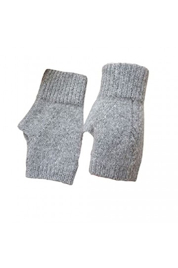 Gants dhiver demi-doigts pour femmes - Gants thermiques confortables à poignets élastiques - Gants chauds tricotés automne h