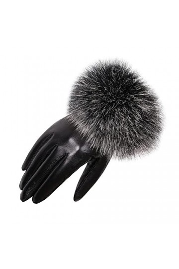 Gants Gants En Cuir Tactiles Pour Femmes Automne Et Hiver Gants De Conduite Chauds En Cuir Noir L