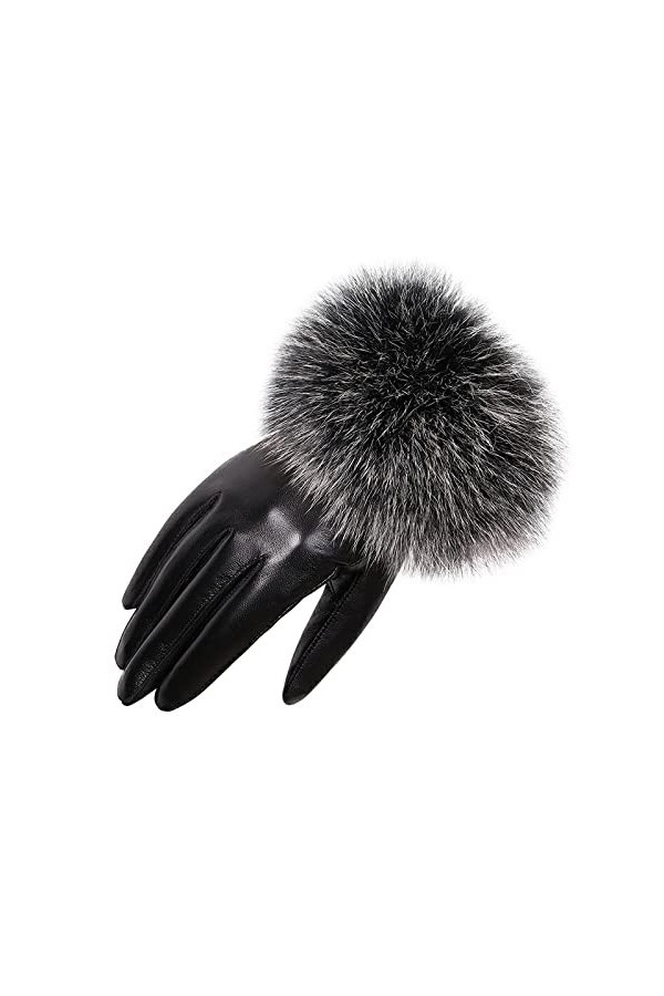 Gants Gants En Cuir Tactiles Pour Femmes Automne Et Hiver Gants De Conduite Chauds En Cuir Noir L