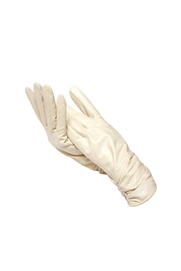 Gants classiques en cuir plissé pour femmes, gants en cuir véritable pour femmes, gants dhiver en peau de mouton véritable, 