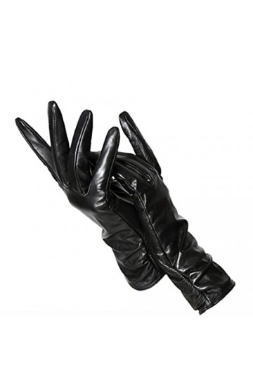 Gants classiques en cuir plissé pour femmes, gants en cuir véritable pour femmes, gants dhiver en peau de mouton véritable, 