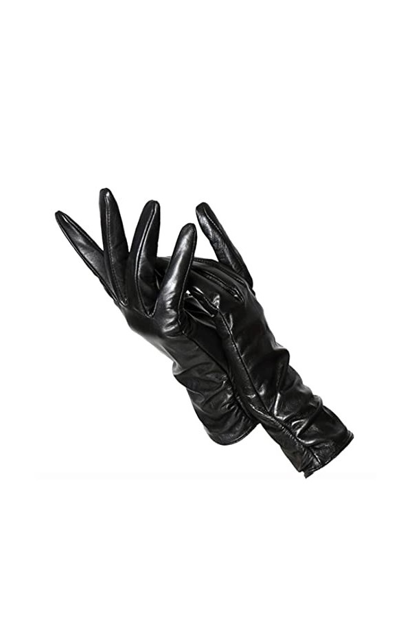 Gants classiques en cuir plissé pour femmes, gants en cuir véritable pour femmes, gants dhiver en peau de mouton véritable, 