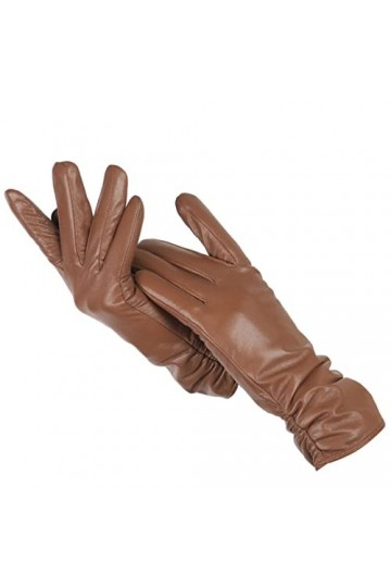 Gants classiques en cuir plissé pour femmes, gants en cuir véritable pour femmes, gants dhiver en peau de mouton véritable, 