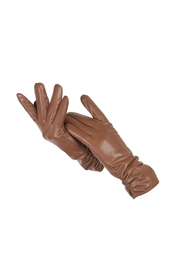 Gants classiques en cuir plissé pour femmes, gants en cuir véritable pour femmes, gants dhiver en peau de mouton véritable, 