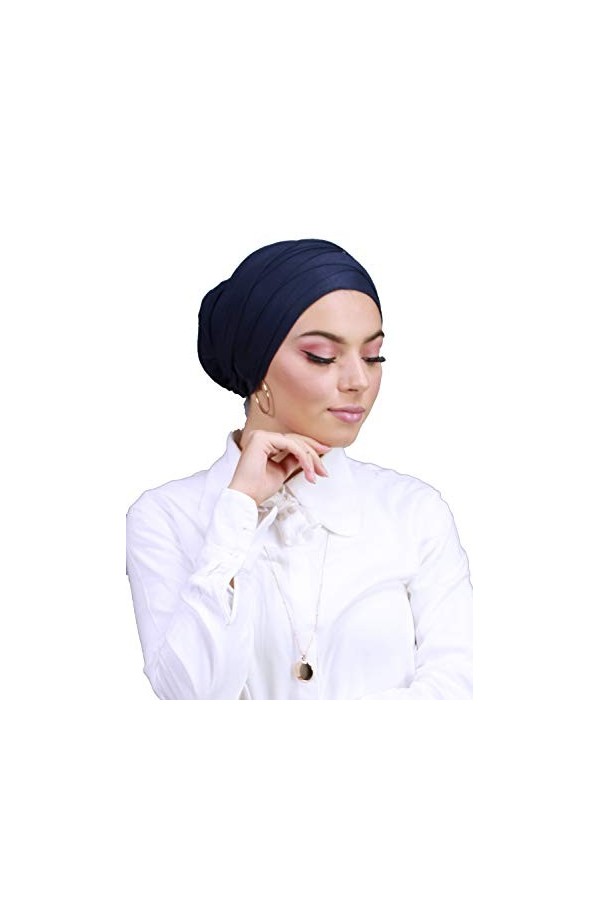 Turban Hijab à Enfiler Bonnet croisé pour Femme Musulmane voilée Camel 