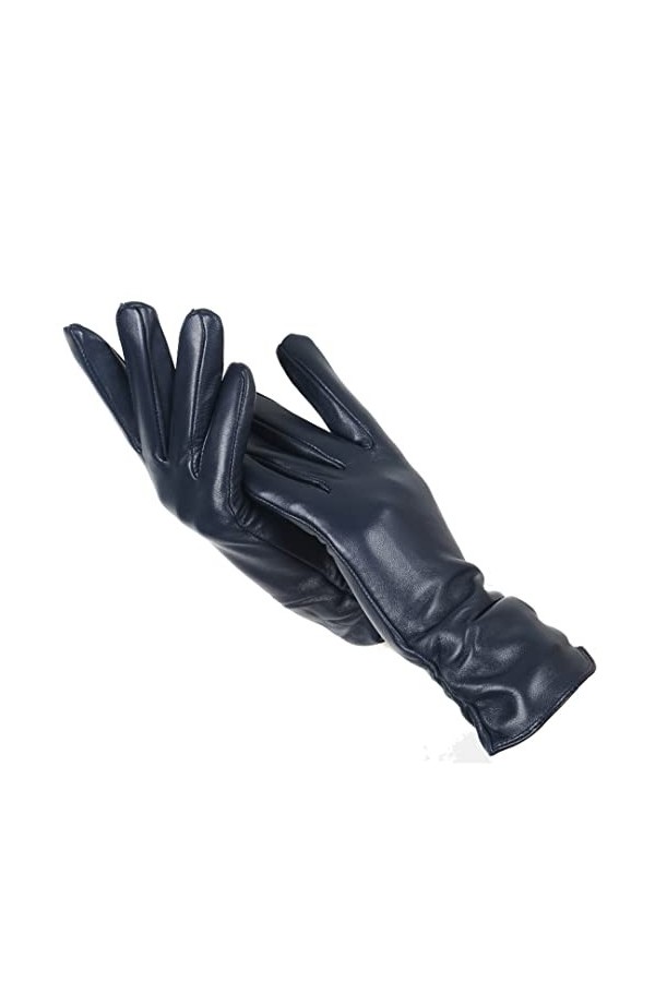 Gants classiques en cuir plissé pour femmes, gants en cuir véritable pour femmes, gants dhiver en peau de mouton véritable, 