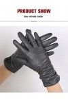 Gants classiques en cuir plissé pour femmes, gants en cuir véritable pour femmes, gants dhiver en peau de mouton véritable, 
