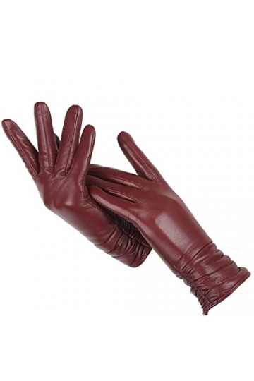 Gants classiques en cuir plissé pour femmes, gants en cuir véritable pour femmes, gants dhiver en peau de mouton véritable, 
