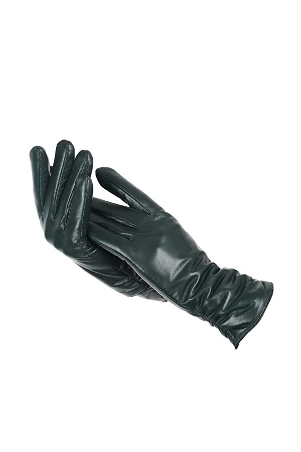 Gants classiques en cuir plissé pour femmes, gants en cuir véritable pour femmes, gants dhiver en peau de mouton véritable, 