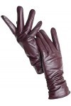 Gants dhiver en cuir pour femme avec doublure en cachemire pour écran tactile