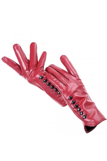 Gants en cuir de couleur haut de gamme pour femme, pour garder au chaud, gants dhiver doux en peau de mouton