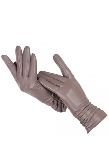 Gants classiques en cuir plissé pour femmes, gants en cuir véritable pour femmes, gants dhiver en peau de mouton véritable, 
