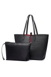 Miss Lulu Sac Porté Main Bandoulière Femme Double Face en PU Cuir Cabas Set de 2,Noir,Taille unique