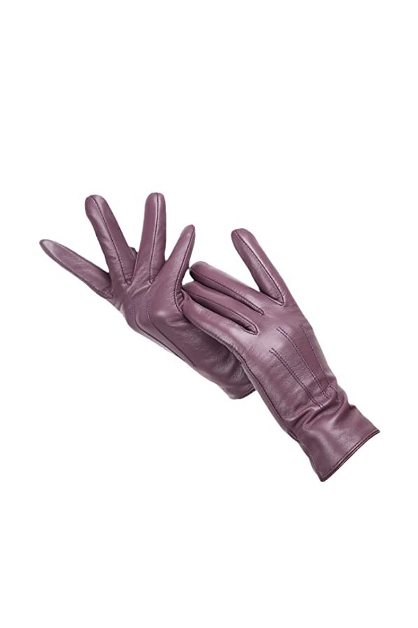 Gants de conduite en cuir de mouton véritable pour femme - Pour lhiver - Pour écran tactile - Doublure cachemire, Beige clai